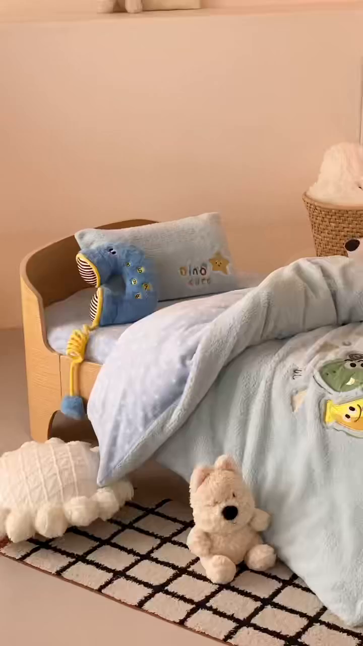 91家纺网 家纺一手货源 找家纺 （总）宝贝优选 2025新款A类保暖幼儿园儿童绒套件（绵羊绒+牛奶绒）