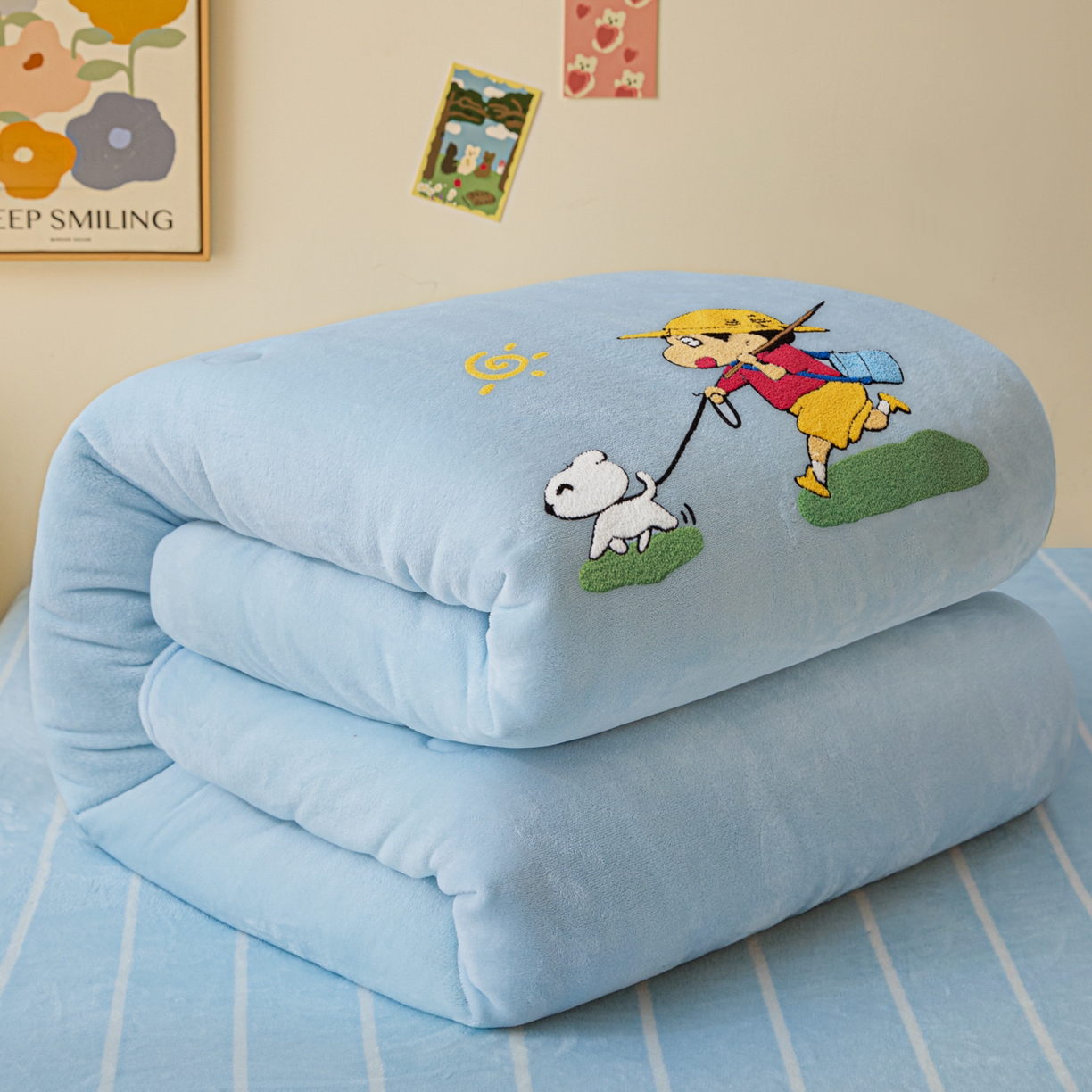 91家纺网 家纺一手货源 找家纺 换种生活 2025新款A类牛奶绒毛巾绣冬被被子被芯 小新日常