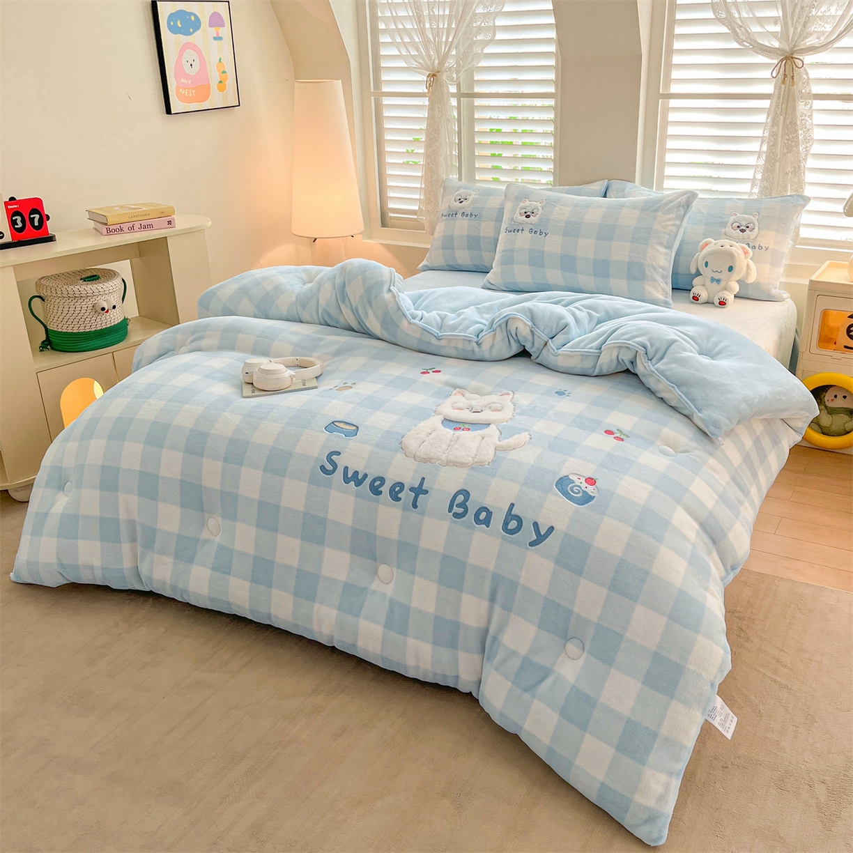 91家纺网 家纺一手货源 找家纺 （总）换种生活 2025新款A类牛奶绒贴布绣冬被被子被芯