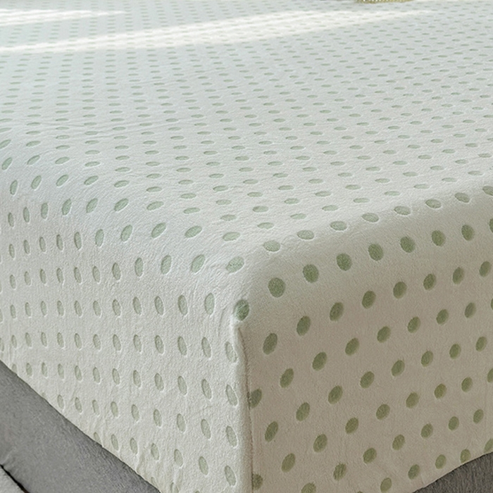 91家纺网 家纺一手货源 找家纺 （总）寝柔家纺 2025新款冬季INS简约清新加厚牛奶雕花绒圆点波点单床笠