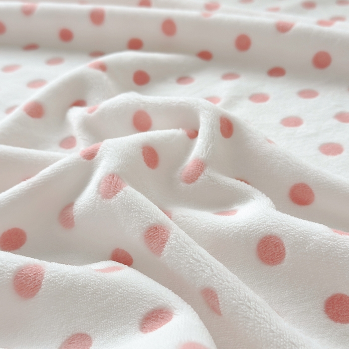 91家纺网 家纺一手货源 找家纺 寝柔家纺 2025新款冬季INS简约清新加厚牛奶雕花绒圆点波点单床笠 波点-奶油粉