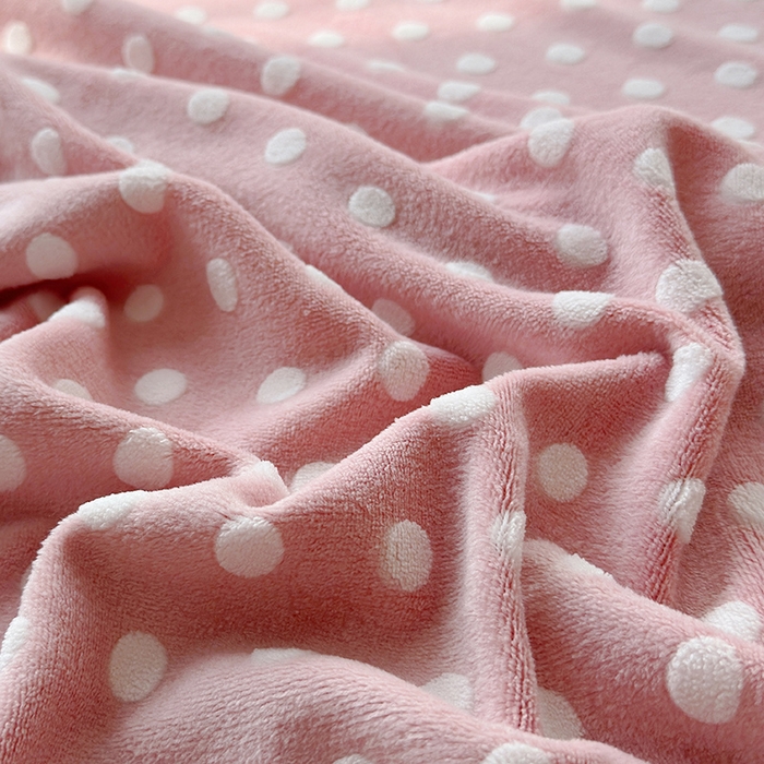 91家纺网 家纺一手货源 找家纺 寝柔家纺 2025新款冬季INS简约清新加厚牛奶雕花绒圆点波点单床笠 波点-蜜桃粉