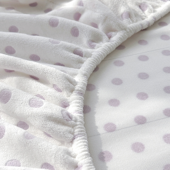 91家纺网 家纺一手货源 找家纺 寝柔家纺 2025新款冬季INS简约清新加厚牛奶雕花绒圆点波点单床笠 波点-芋泥紫