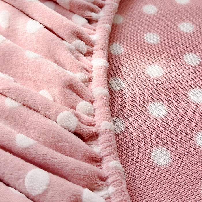 91家纺网 家纺一手货源 找家纺 寝柔家纺 2025新款冬季INS简约清新加厚牛奶雕花绒圆点波点单床笠 波点-蜜桃粉