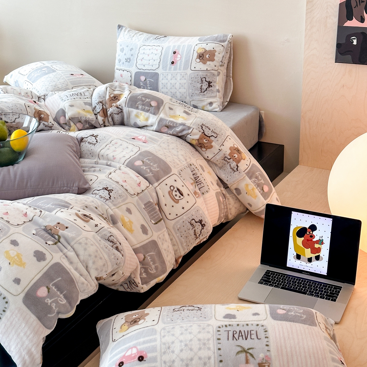 91家纺网 家纺一手货源 找家纺 （总）时光里 2025新款230克全消光印花10色专版花型四件套