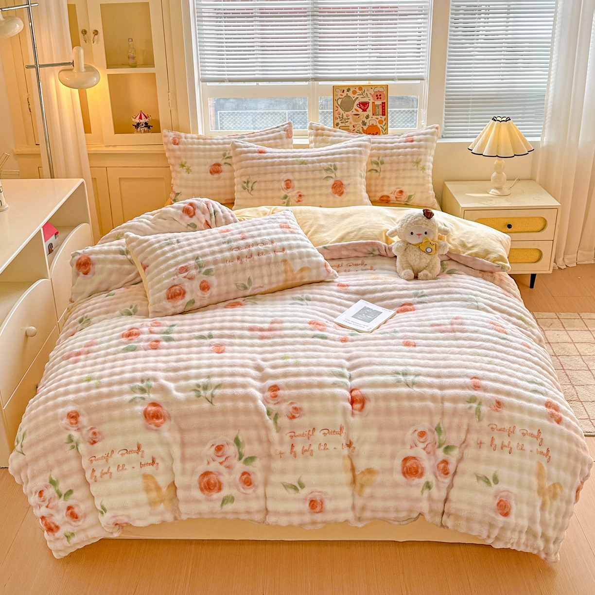 91家纺网 家纺一手货源 找家纺 （总）N先生+V 13814689556 发大图/买家秀 2025新款260克高克重泡泡绒牛奶绒四件套