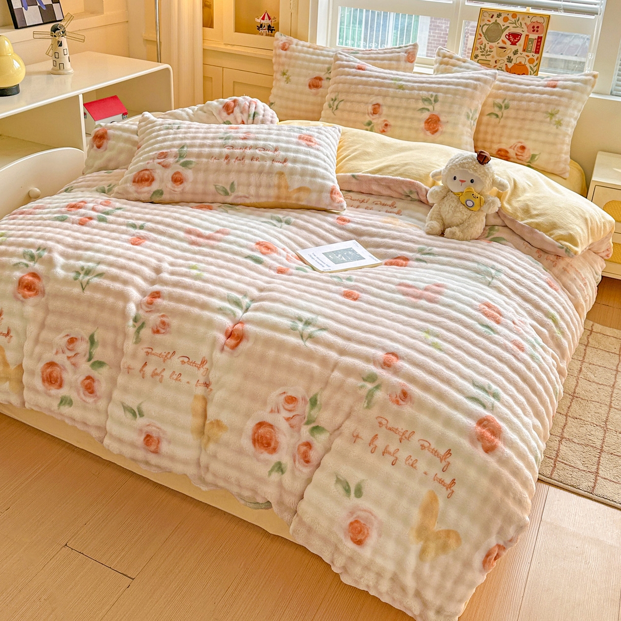 91家纺网 家纺一手货源 找家纺 （总）N先生+V 13814689556 发大图/买家秀 2025新款260克高克重泡泡绒牛奶绒四件套