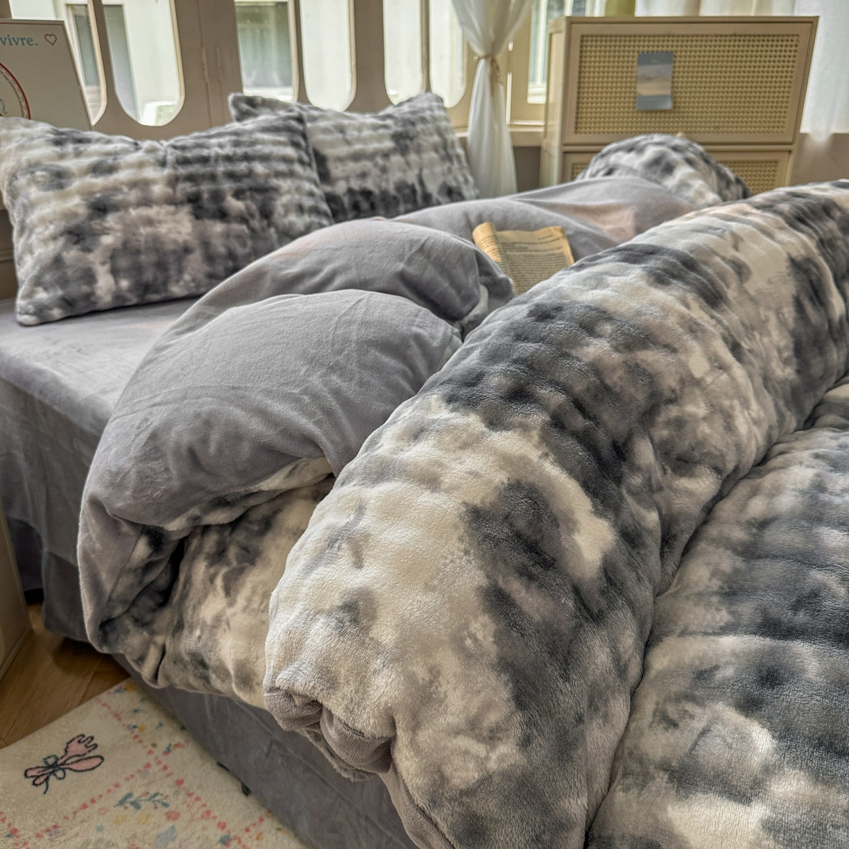 91家纺网 家纺一手货源 找家纺 （总）思诺羽床笠 2025新款泡泡牛奶绒四件套系列