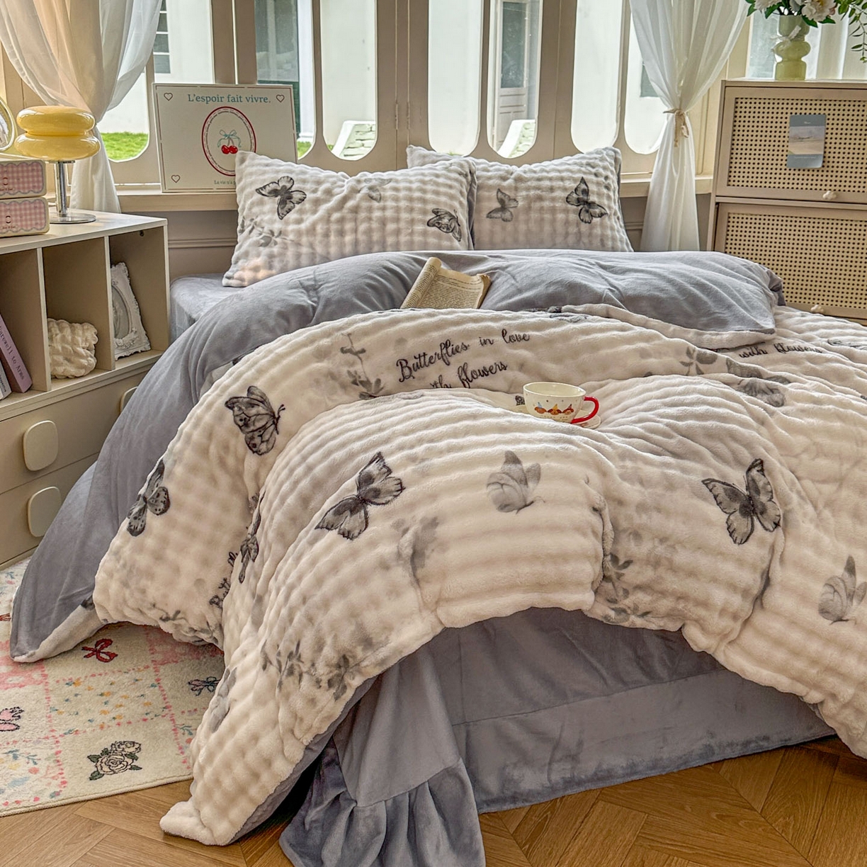 91家纺网 家纺一手货源 找家纺 （总）思诺羽床笠 2025新款泡泡牛奶绒四件套系列