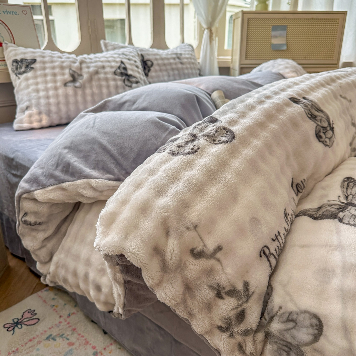 91家纺网 家纺一手货源 找家纺 （总）思诺羽床笠 2026新款亲肤云朵双层纱无印风水洗棉三件套四件套