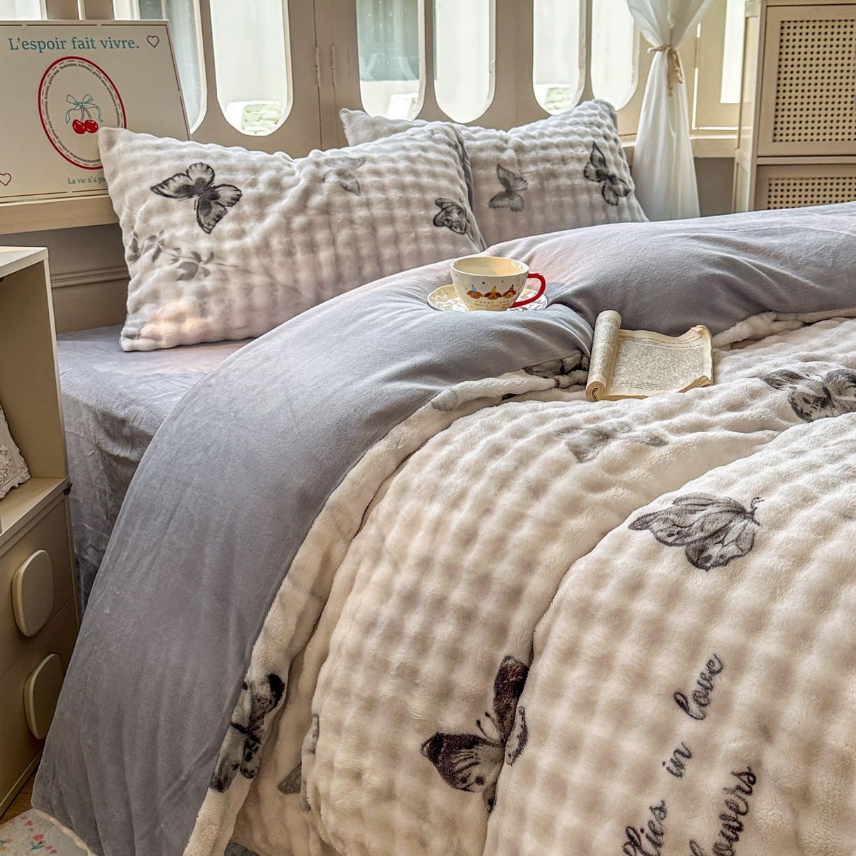 91家纺网 家纺一手货源 找家纺 （总）思诺羽床笠 2025新款泡泡牛奶绒四件套系列