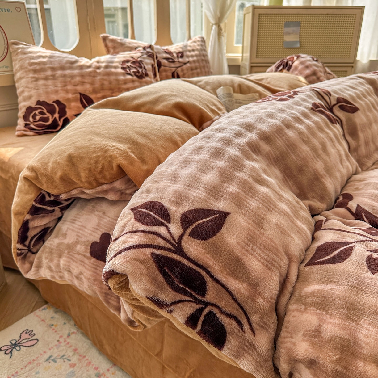 91家纺网 家纺一手货源 找家纺 （总）思诺羽床笠 2025新款泡泡牛奶绒四件套系列