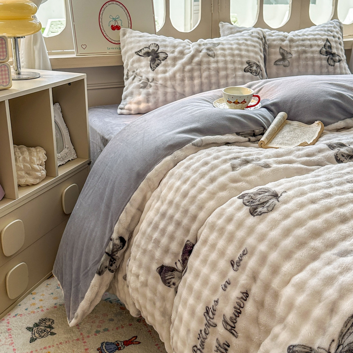 91家纺网 家纺一手货源 找家纺 （总）思诺羽床笠 2025新款泡泡牛奶绒四件套系列