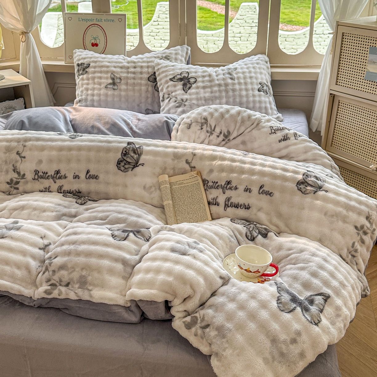 91家纺网 家纺一手货源 找家纺 （总）思诺羽床笠 2025新款泡泡牛奶绒四件套系列