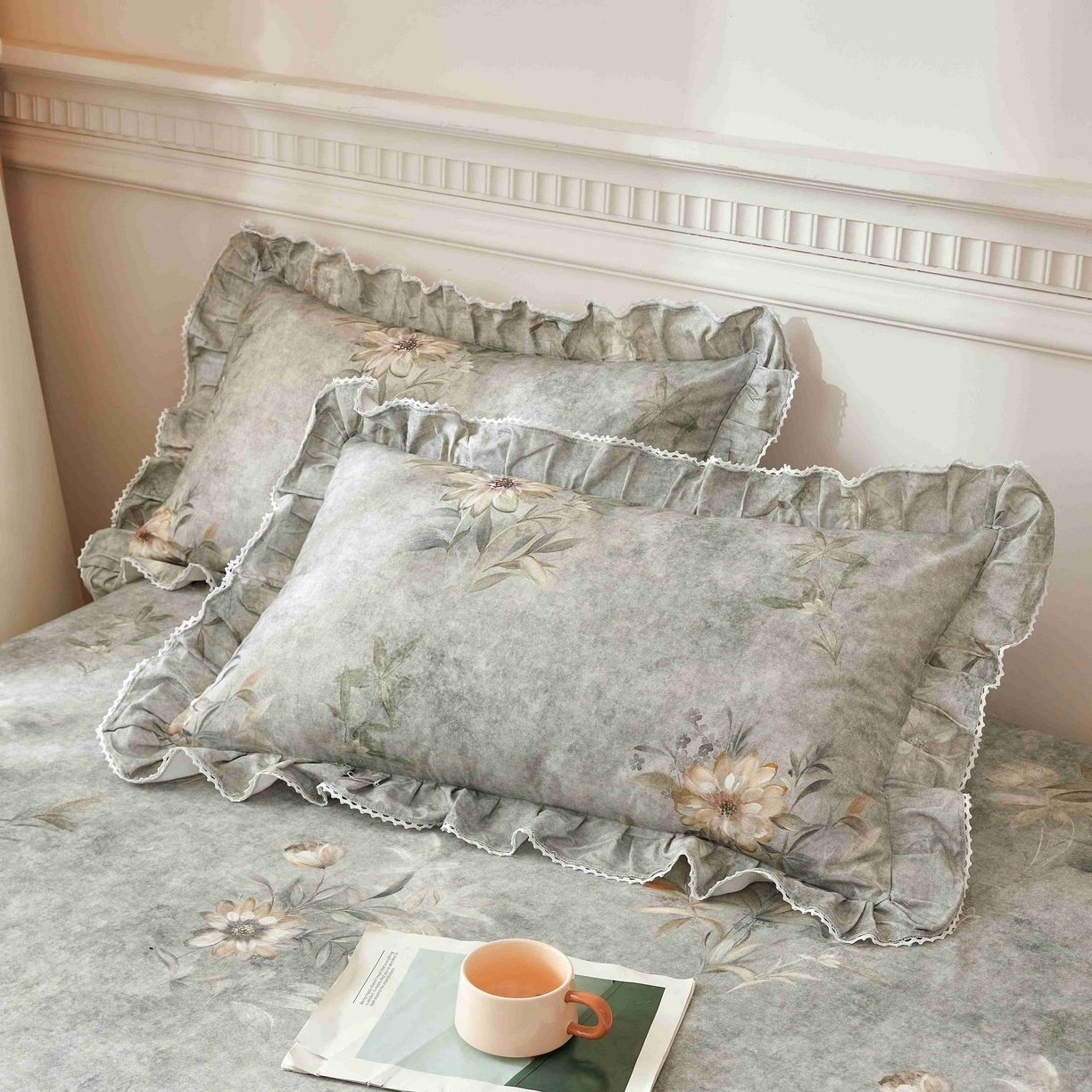 缦彩 2025新款全棉纯棉磨毛枕套单枕套枕套单件 梦境-灰