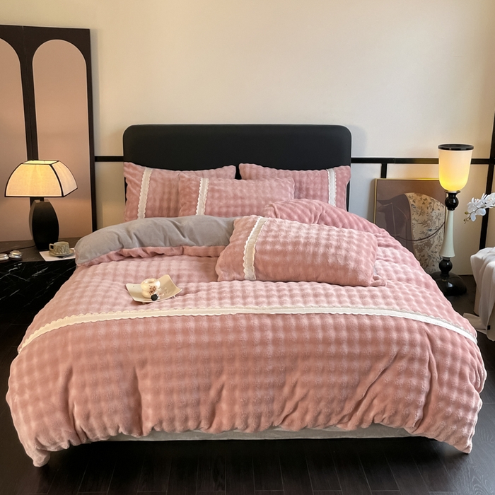 91家纺网 家纺一手货源 找家纺 （总）云玲时尚 2025新款高克重泡泡牛奶绒单被套-泡芙