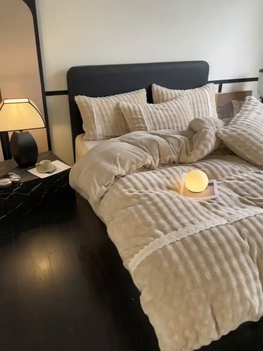 91家纺网 家纺一手货源 找家纺 云玲时尚 2025新款高克重泡泡牛奶绒单被套-泡芙 泡芙-卡其