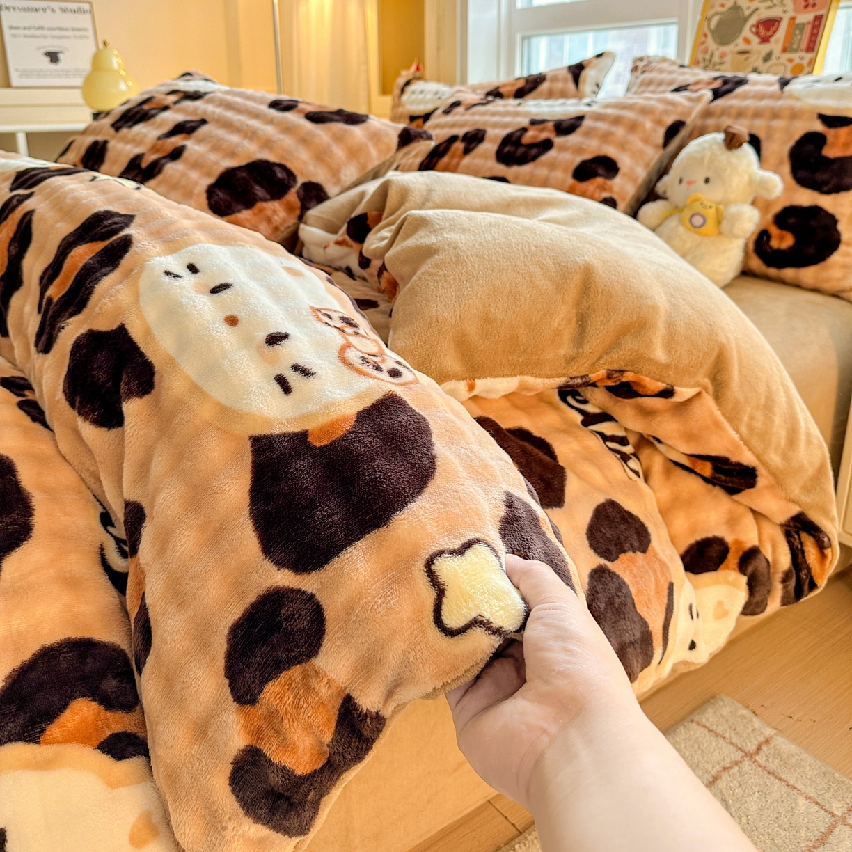 91家纺网 家纺一手货源 找家纺 （总）N先生+V 13814689556 发大图/买家秀 2025新款260克高克重泡泡绒牛奶绒四件套