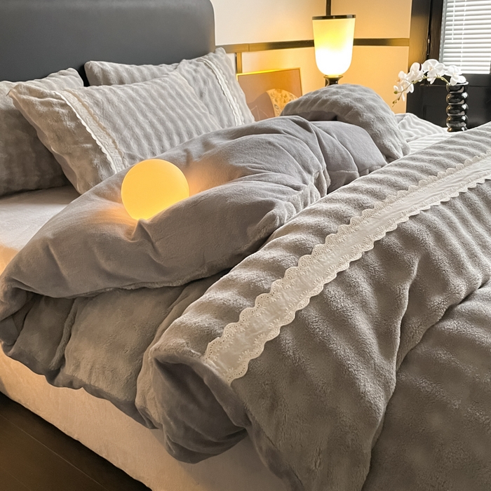 91家纺网 家纺一手货源 找家纺 （总）云玲时尚 2025新款高克重泡泡牛奶绒四件套-泡芙