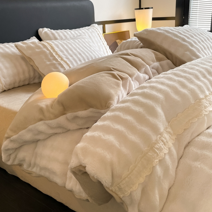 91家纺网 家纺一手货源 找家纺 （总）云玲时尚 2025新款高克重泡泡牛奶绒四件套-泡芙