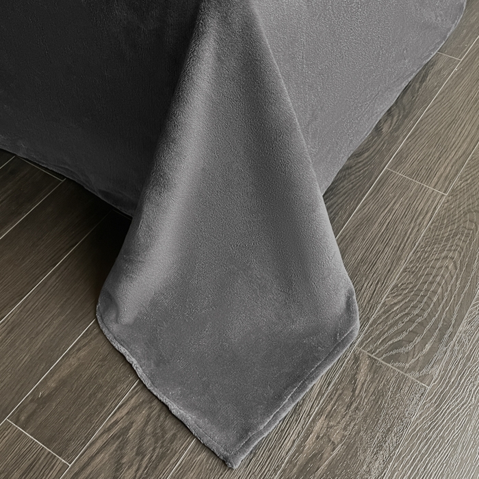 91家纺网 家纺一手货源 找家纺 云玲时尚 2025新款高克重泡泡牛奶绒四件套-泡芙 泡芙-深灰