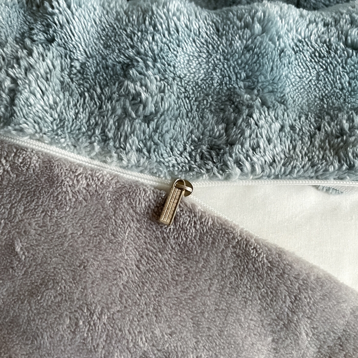 91家纺网 家纺一手货源 找家纺 云玲时尚 2025新款高克重泡泡牛奶绒四件套-泡芙 泡芙-蓝灰