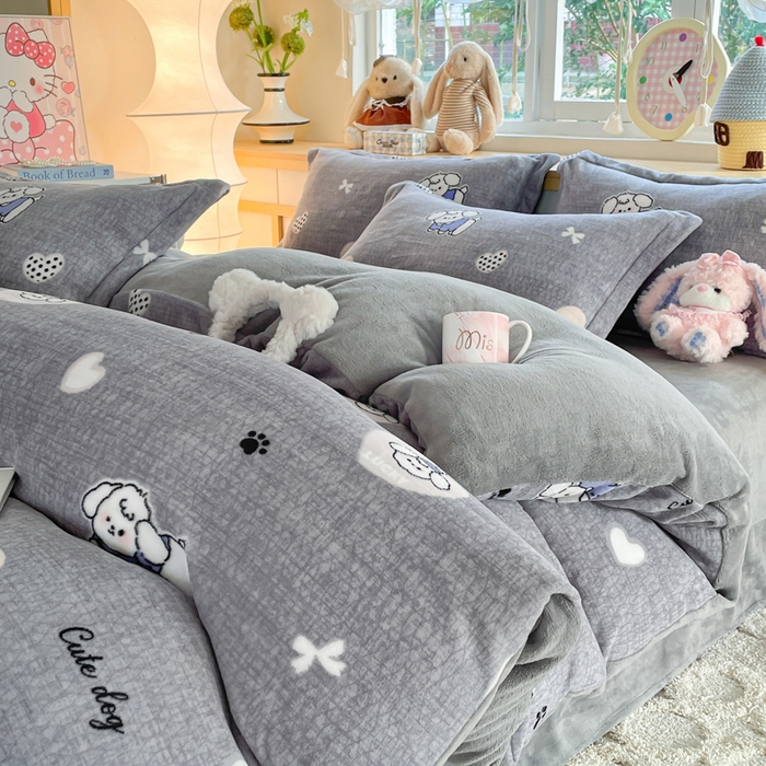 91家纺网 家纺一手货源 找家纺 （总）仟网汇 2025新款双面牛奶绒四件套