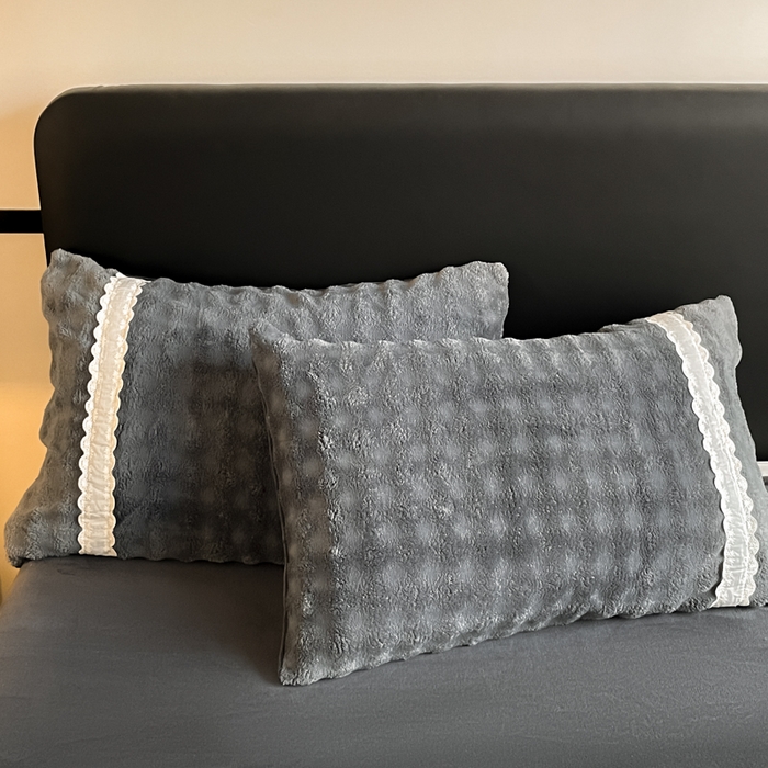 91家纺网 家纺一手货源 找家纺 （总）云玲时尚 2025新款高克重泡泡牛奶绒四件套-泡芙