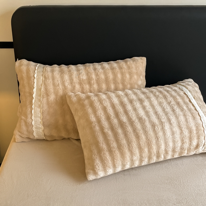 91家纺网 家纺一手货源 找家纺 云玲时尚 2025新款高克重泡泡牛奶绒四件套-泡芙 泡芙-卡其