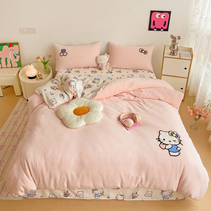 91家纺网 家纺一手货源 找家纺 （总）云锦家居 2025新款秋冬小清新高克重牛奶绒毛巾绣四件套