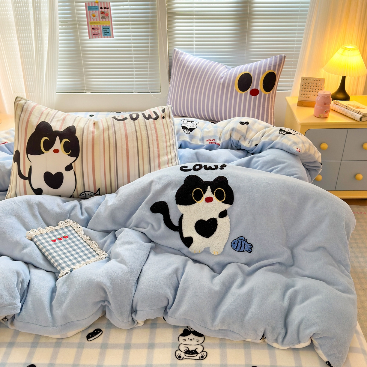 91家纺网 家纺一手货源 找家纺 （总）云锦家居 2025新款秋冬小清新高克重牛奶绒毛巾绣四件套