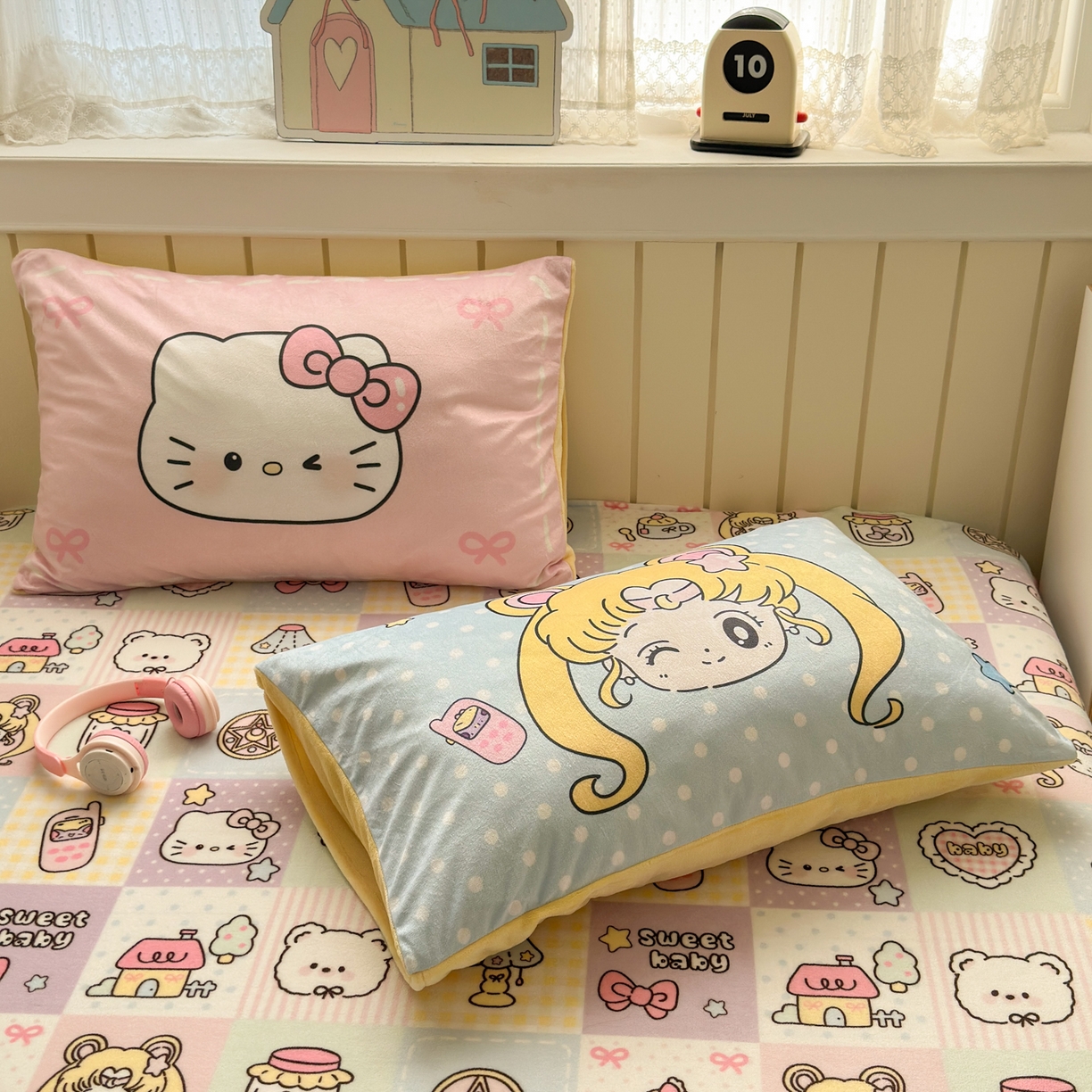 91家纺网 家纺一手货源 找家纺 云锦家居 2025新款秋冬小清新高克重牛奶绒毛巾绣四件套 美少女战士-黄