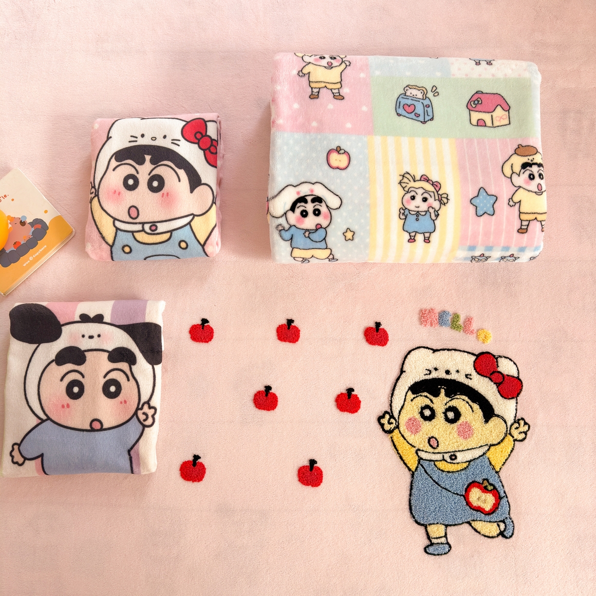 91家纺网 家纺一手货源 找家纺 云锦家居 2025新款秋冬小清新高克重牛奶绒毛巾绣四件套 苹果新新