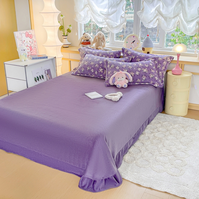 91家纺网 家纺一手货源 找家纺 仟网汇 2025新款双面牛奶绒四件套 豆蔻年华