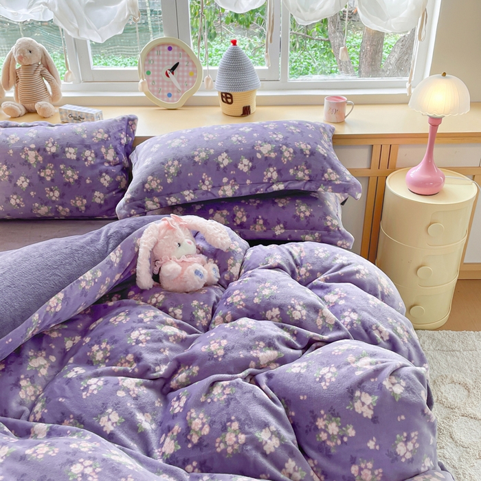 91家纺网 家纺一手货源 找家纺 仟网汇 2025新款双面牛奶绒四件套 豆蔻年华