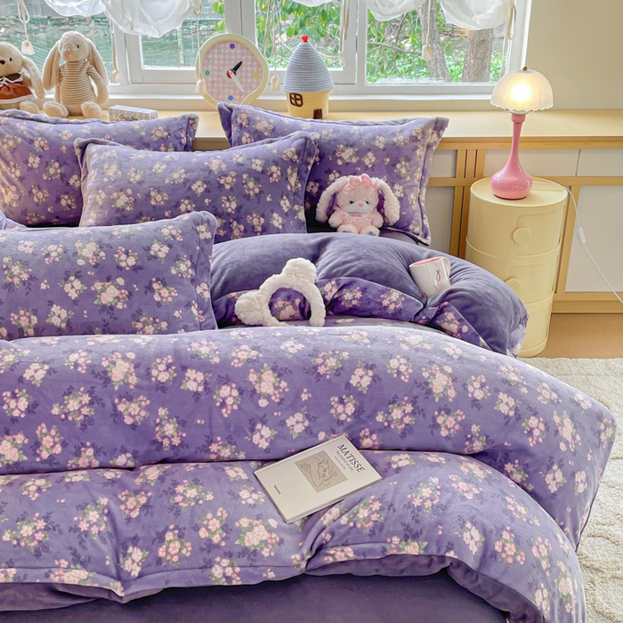 91家纺网 家纺一手货源 找家纺 仟网汇 2025新款双面牛奶绒四件套 豆蔻年华