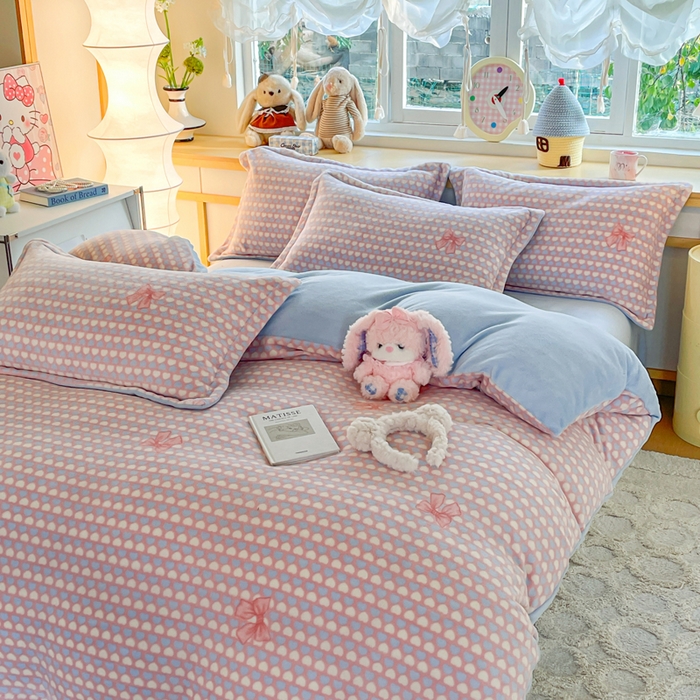 91家纺网 家纺一手货源 找家纺 仟网汇 2025新款双面牛奶绒四件套 朵缦