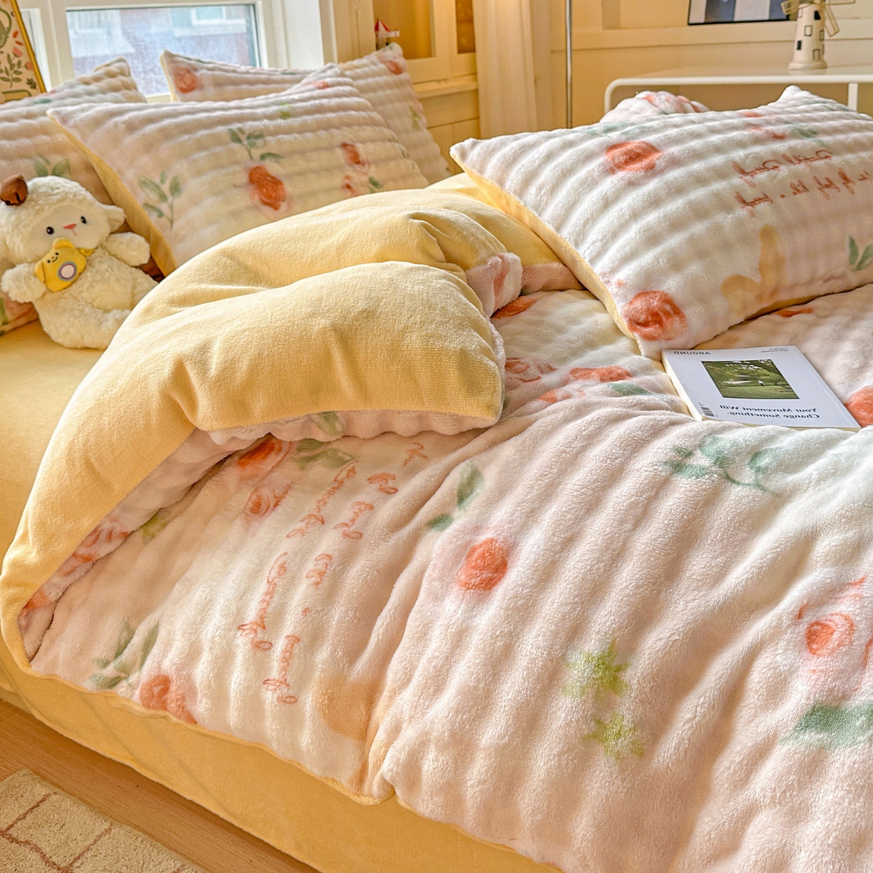 91家纺网 家纺一手货源 找家纺 N先生+V 13814689556 发大图/买家秀 2025新款260克高克重泡泡绒牛奶绒四件套 芊芊花海