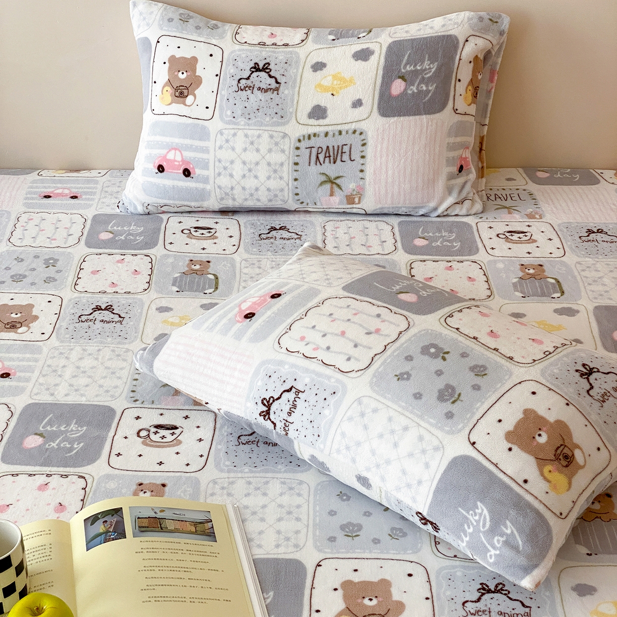 91家纺网 家纺一手货源 找家纺 （总）时光里 2025新款230克全消光印花牛奶绒系列单枕套