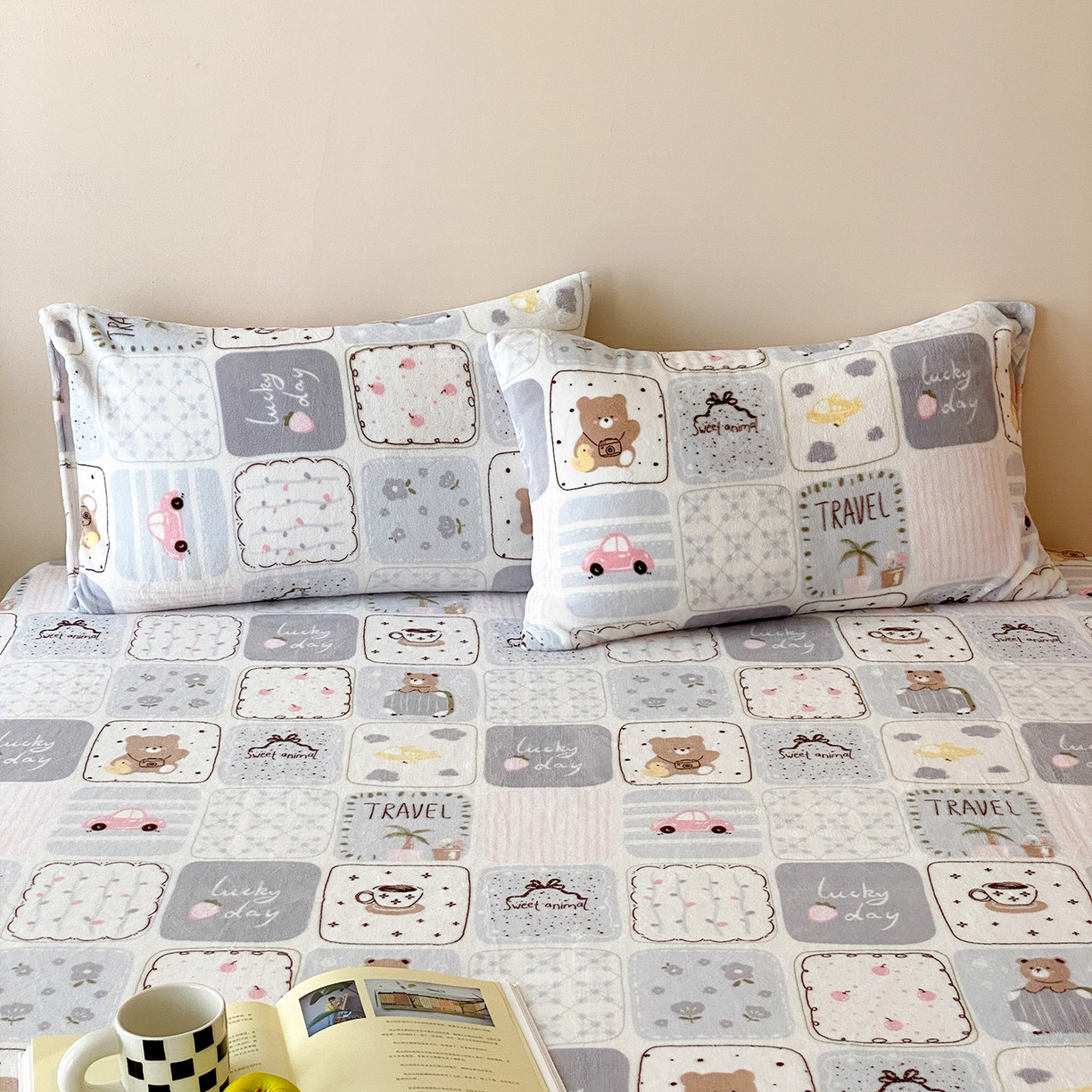 91家纺网 家纺一手货源 找家纺 （总）时光里 2025新款230克全消光印花牛奶绒系列单枕套