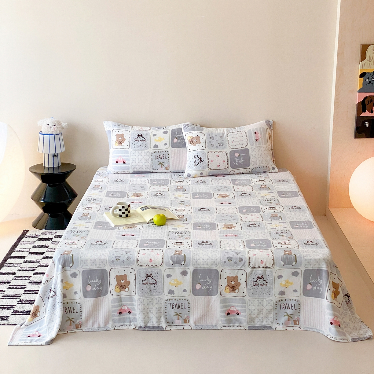 91家纺网 家纺一手货源 找家纺 （总）时光里 2025新款230克全消光印花牛奶绒系列单枕套