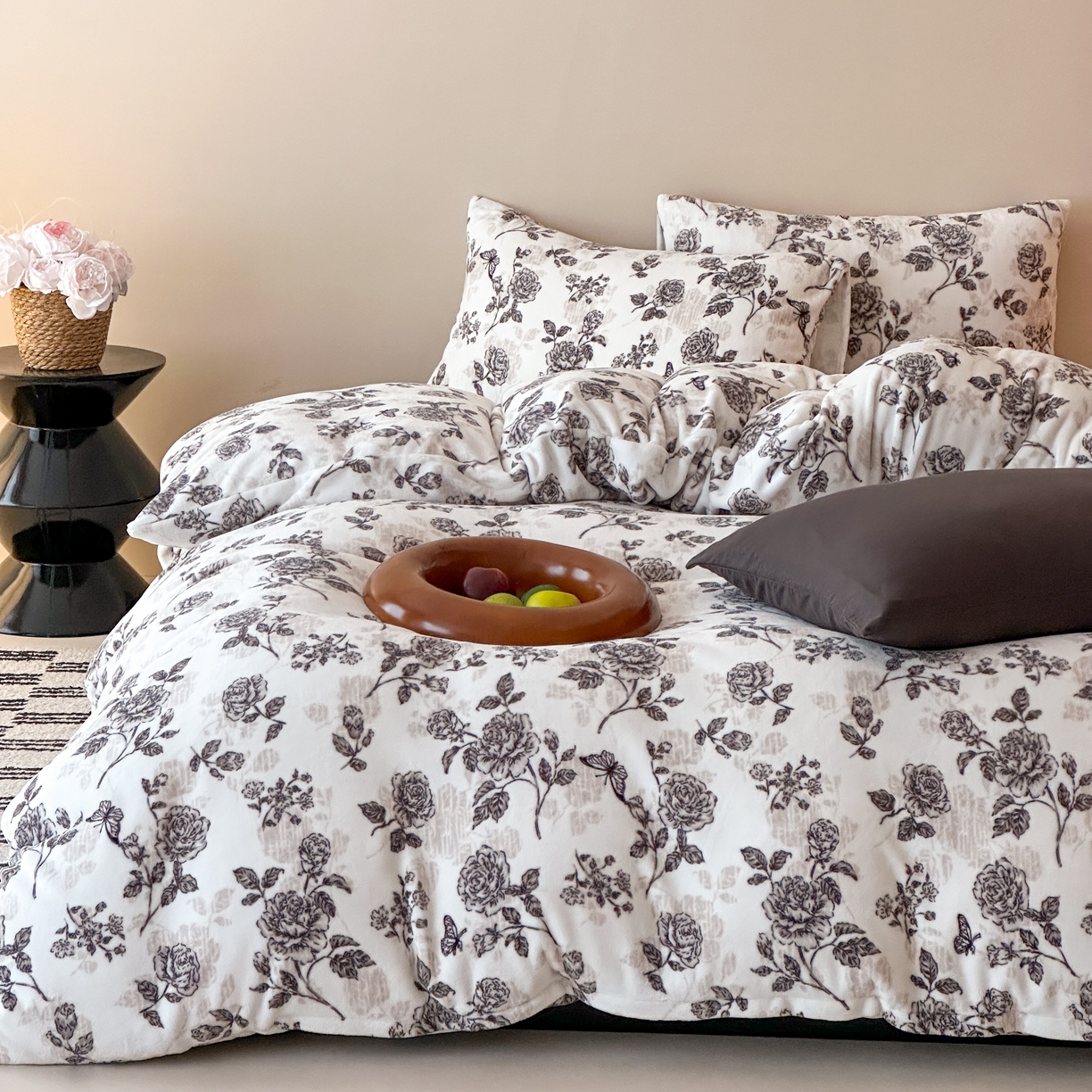 时光里 2025新款230克全消光印花10色专版花型四件套 花漾