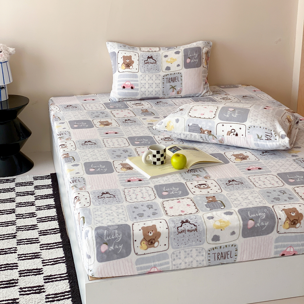 91家纺网 家纺一手货源 找家纺 （总）时光里 2025新款230克全消光印花牛奶绒系列单床笠