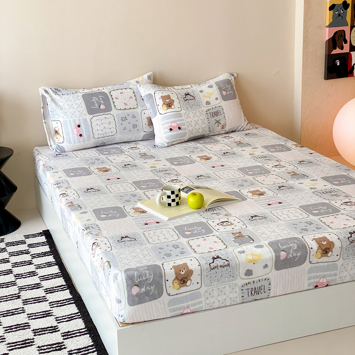 91家纺网 家纺一手货源 找家纺 （总）时光里 2025新款230克全消光印花牛奶绒系列单床笠