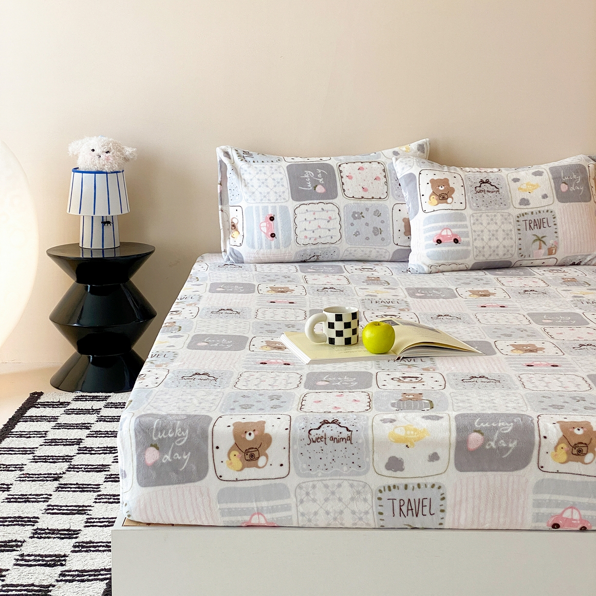 91家纺网 家纺一手货源 找家纺 （总）时光里 2025新款230克全消光印花牛奶绒系列单床笠