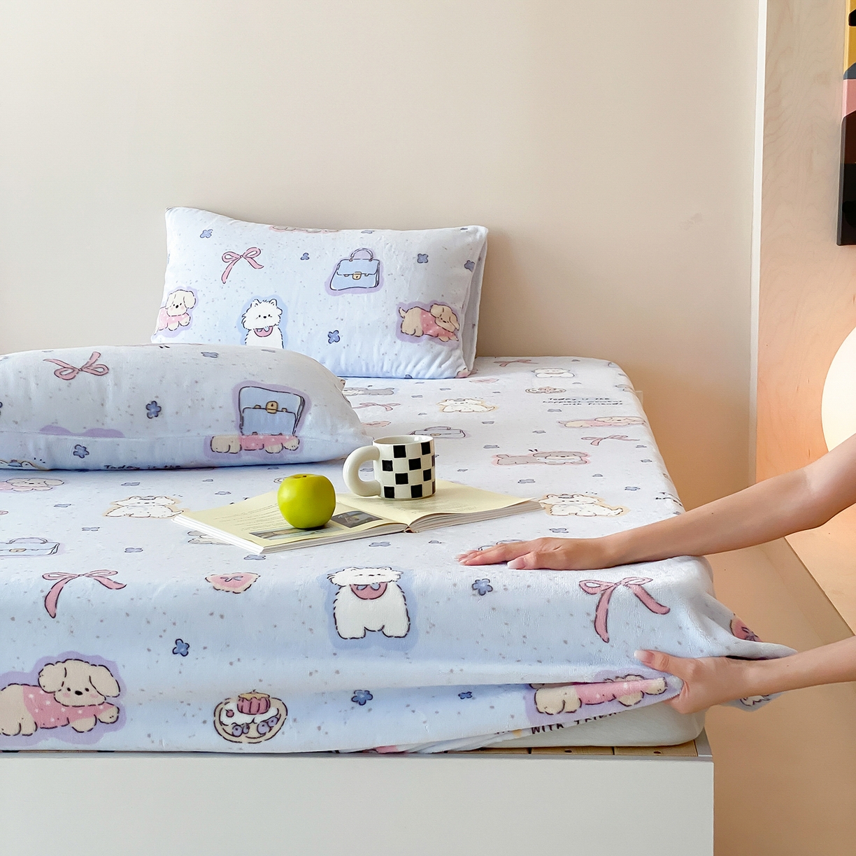 91家纺网 家纺一手货源 找家纺 （总）时光里 2025新款230克全消光印花牛奶绒系列单床笠