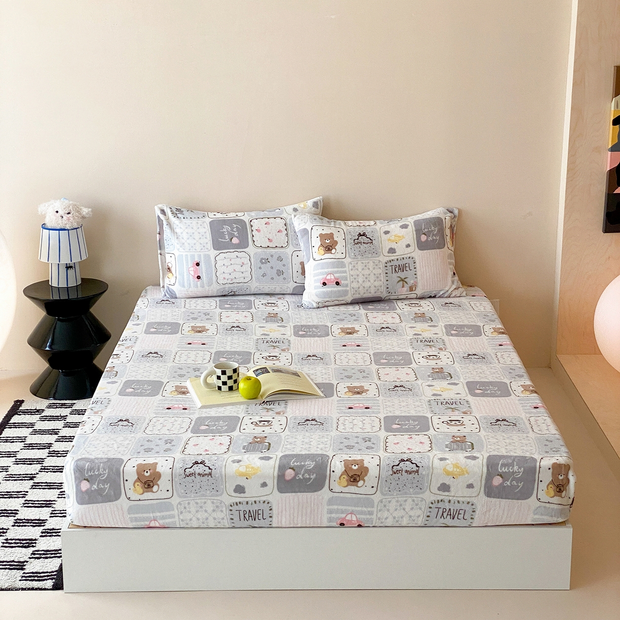 91家纺网 家纺一手货源 找家纺 （总）时光里 2025新款230克全消光印花牛奶绒系列单床笠