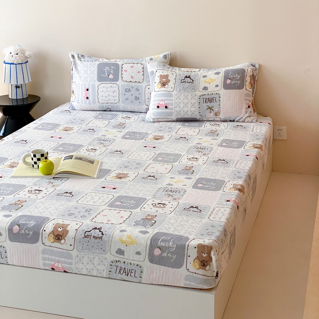 91家纺网 家纺一手货源 找家纺 （总）时光里 2025新款230克全消光印花牛奶绒系列单床笠