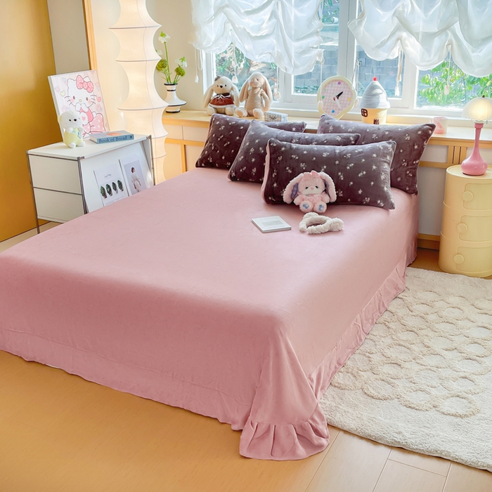 91家纺网 家纺一手货源 找家纺 仟网汇 2025新款双面牛奶绒四件套 香草紫花