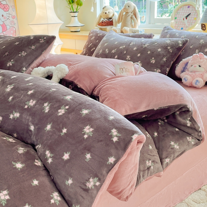 仟网汇 2025新款双面牛奶绒四件套 香草紫花